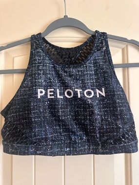 Peloton Women's Blue Speckled High-Neck Sports Bra Top